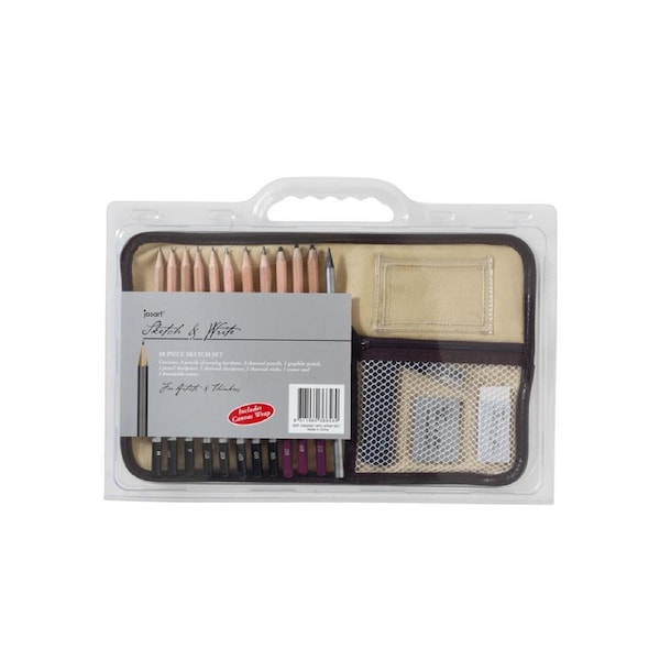 18pc Jasart Sketch & Write Wrap Pencil/Eraser/Charcoal Sharpener Set w/ Storage