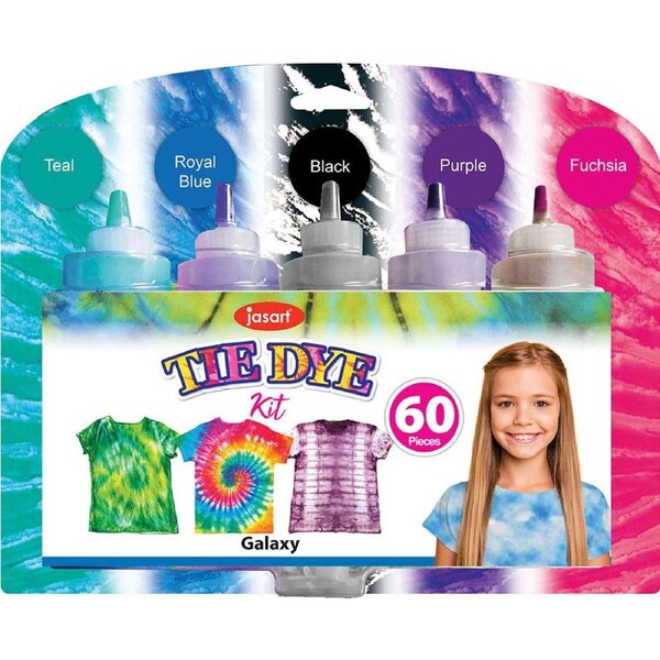 60pc Jasart DIY Art/Craft Tie Dye Kit 5-Colour Set w/ Instructions/Tips Galaxy