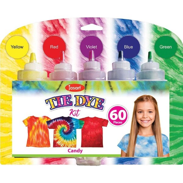 60pc Jasart DIY Art/Craft Tie Dye Kit 5-Colour Set w/ Instructions/Tips Candy