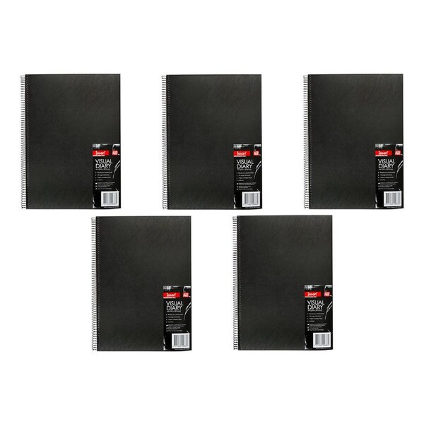 5x Jasart 60-Sheets Single Wire Bound Visual Diary 11x14 Writing Stationery BLK