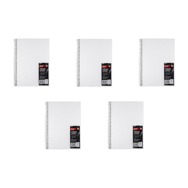 5x Jasart A4 Wire Bound School Draw/Sketching 60-Sheets Visual Diary 110GSM CLR