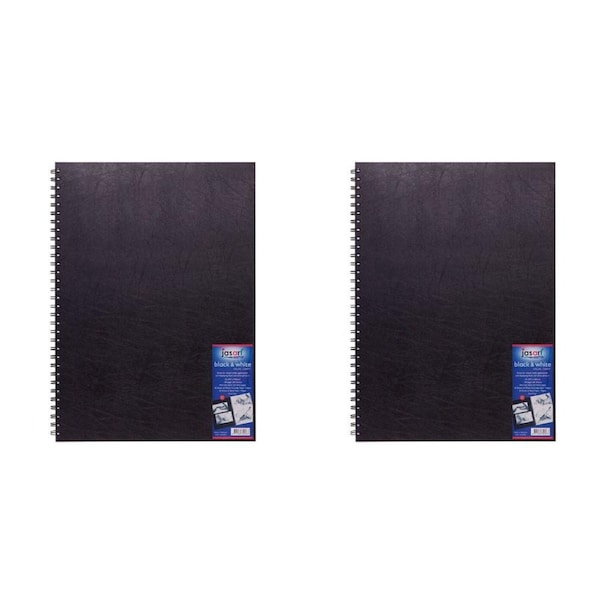 2x Jasart A3 Wire Bound Visual Diary 60-Sheets Writing Stationery Black/White