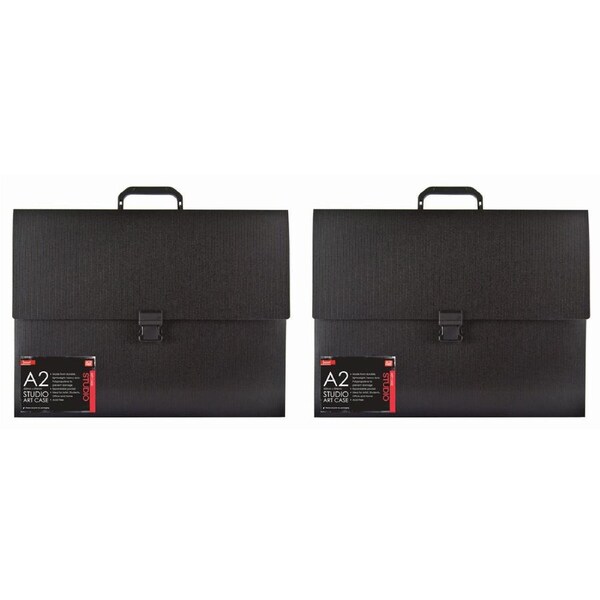 2x Jasart A2 Studio Art Craft Case School Artworks Storage Organiser/Holder BLK
