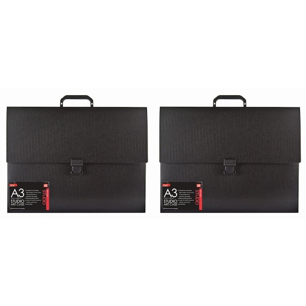 2x Jasart A3 Studio Art/Craft Case School Artworks Storage Organiser/Holder BLK