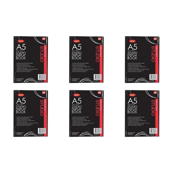 6x Jasart A5 Studio Display Book School Artworks Protector/Organiser 20 Pockets
