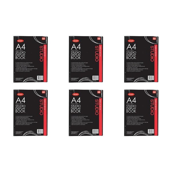 6x Jasart A4 Studio Display Book School Artworks Protector/Organiser 20 Pockets