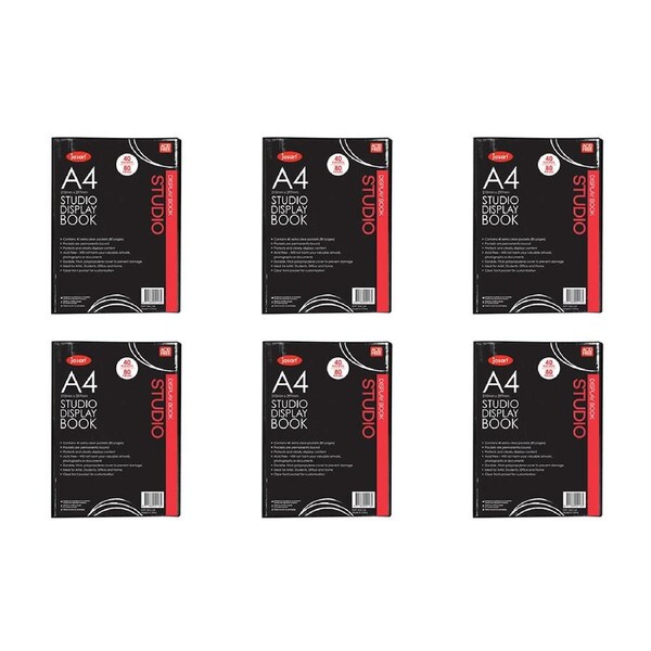 6x Jasart A4 Studio Display Book School Artworks Protector/Organiser 40 Pockets