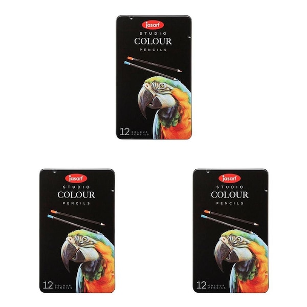 3x 12pc Jasart Studio Art/Craft Tin Colour Pencils Sketching/Drawing Non-Toxic