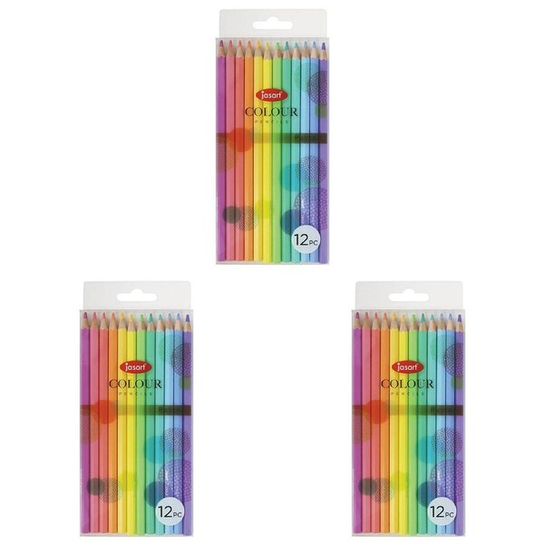 3x 12pc Jasart Studio School Artist Art/Craft Colour Pencil Set Non-Toxic Pastel
