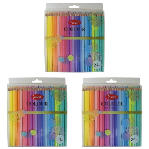 3x 24pc Jasart Studio School Artist Art/Craft Colour Pencil Set Non-Toxic Pastel