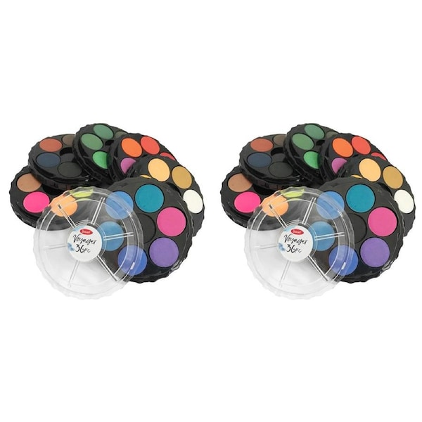 2x 36pc Jasart Voyager Art/Craft Watercolour Discs Set Artwork Colour Blending