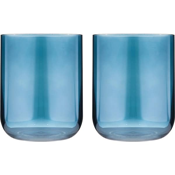 2pc Tempa Verity Lowball Tumbler Drinking Glass Crystal Clear Barware Sapphire