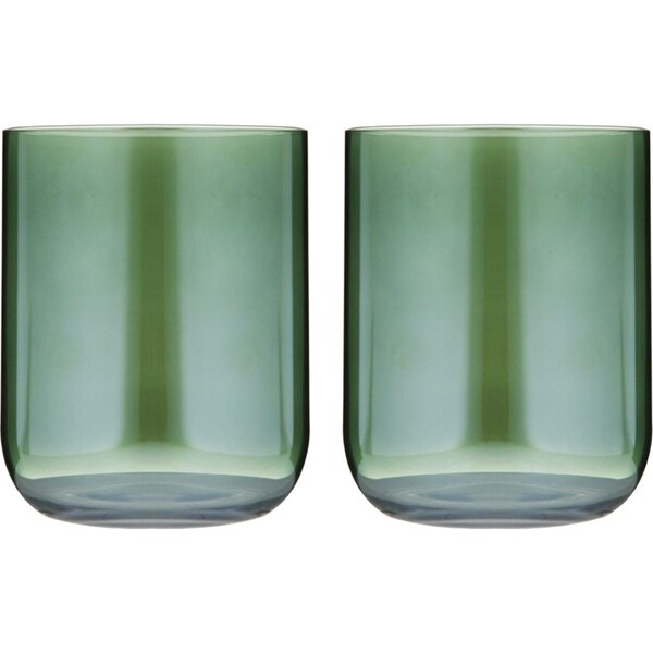 2pc Tempa Verity Lowball Tumbler Drinking Glass Crystal Clear Barware Set Fern