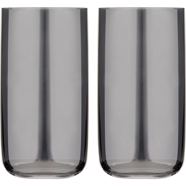 2pc Tempa Verity Highball Tumbler Drinking Glass Crystal Clear Barware Set Smoke