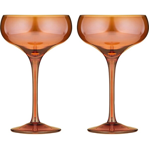 2pc Tempa Verity Drinking Crystal Stemware Coupe Glass Home/Barware Set Amber