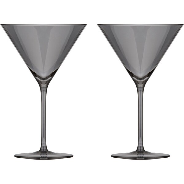 2pc Tempa Verity Drinking Crystal Stemware Martini Glass Home/Barware Set Smoke