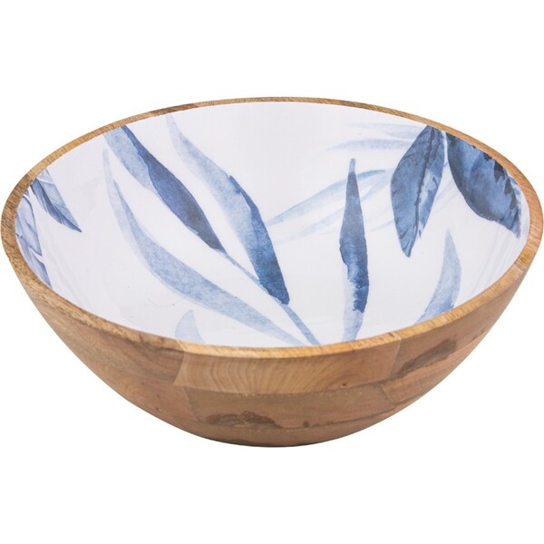 Ladelle Blue Lagoon Premium Mango Wood Serving Bowl Large Handmade Tableware