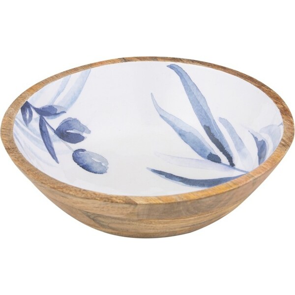 Ladelle Blue Lagoon Premium Mango Wood Round Serving Dish Bowl Small Handmade