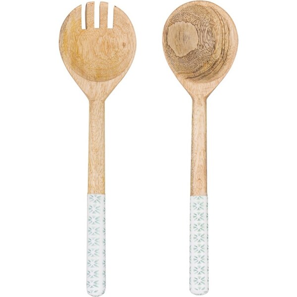 Ladelle Chelsea Mango Wood Salad Servers Spoon/Fork Kitchen Serving Utensil Set