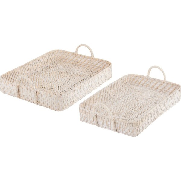 2pc Ladelle Whitehaven Woven Square Tray Set Handmade Retro Kitchenware