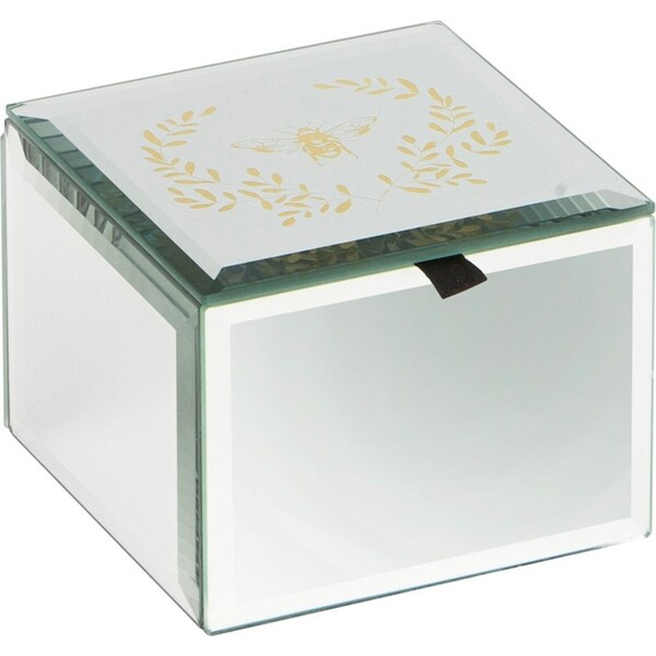 Ashdene Elegant Bee Silver Mirrored Jewellery Storage Display Box Small