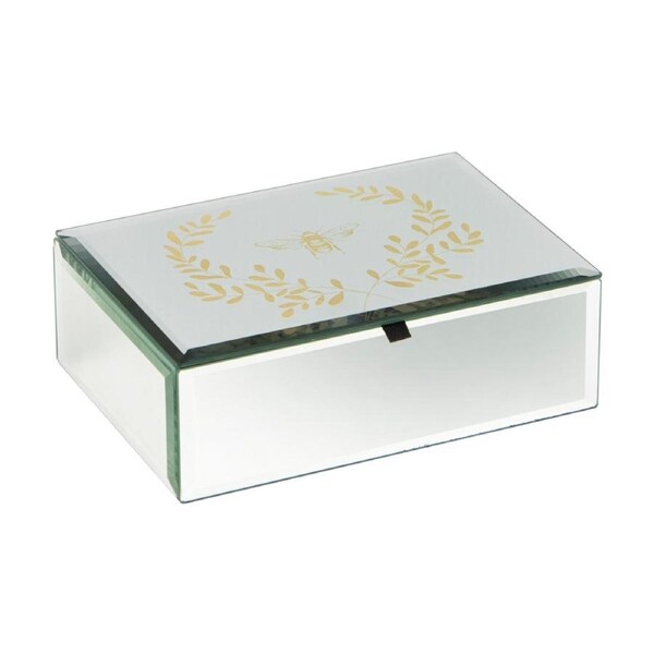 Ashdene Elegant Bee Silver Mirrored Jewellery Storage Display Box Medium