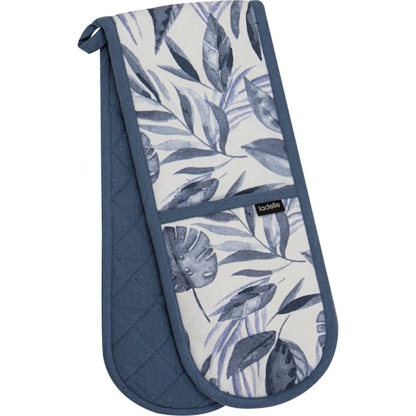 Ladelle Blue Lagoon HeatResistant Double Oven Mitt/Gloves NonSlip Washable