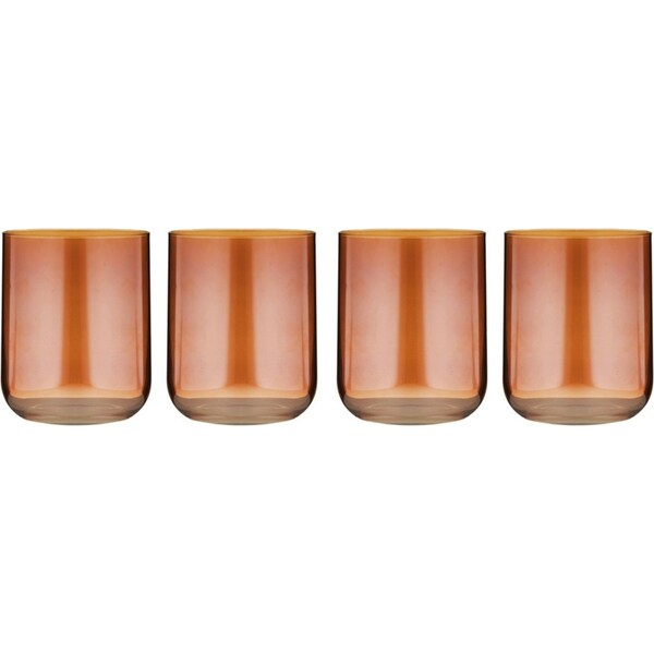 2x 2pc Tempa Verity Lowball Tumbler Drinking Glass Crystal Barware Set Amber