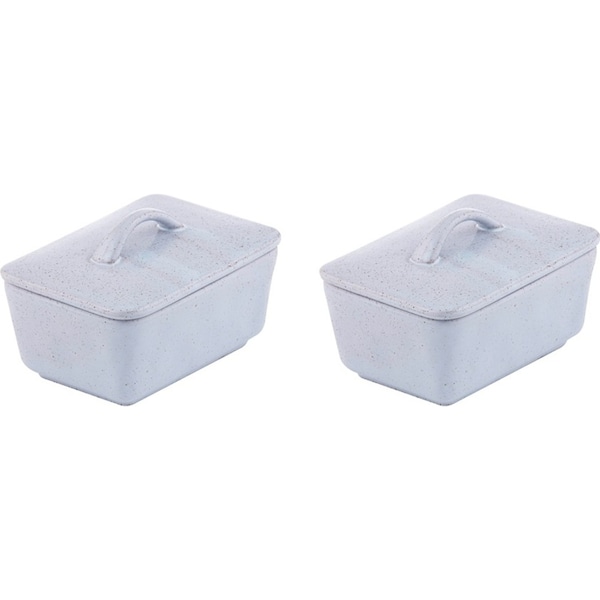 2x Ladelle Artisan Serving Porcelain Rectangle Butter Dish Kitchen Blue