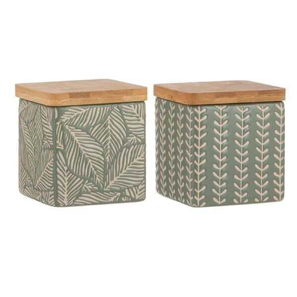 2x Ladelle Orion Designed Premium Coffee/Tea Storage Canister Assorted Green