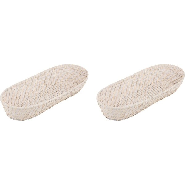 2x Ladelle Whitehaven Woven Oval Bread Basket Holder Handmade Home/Kitchenware