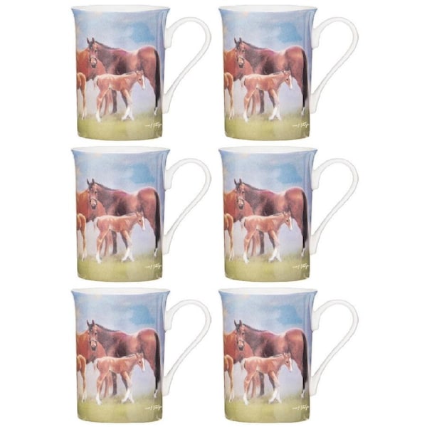6x Ashdene Mares & Foals Paddock Family Fine Bone China Beverage Drinking Mug