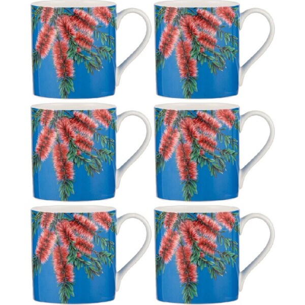 6x Ashdene Native Flora Bottle Brush Fine Bone China Drinking Cup Beverage Mug