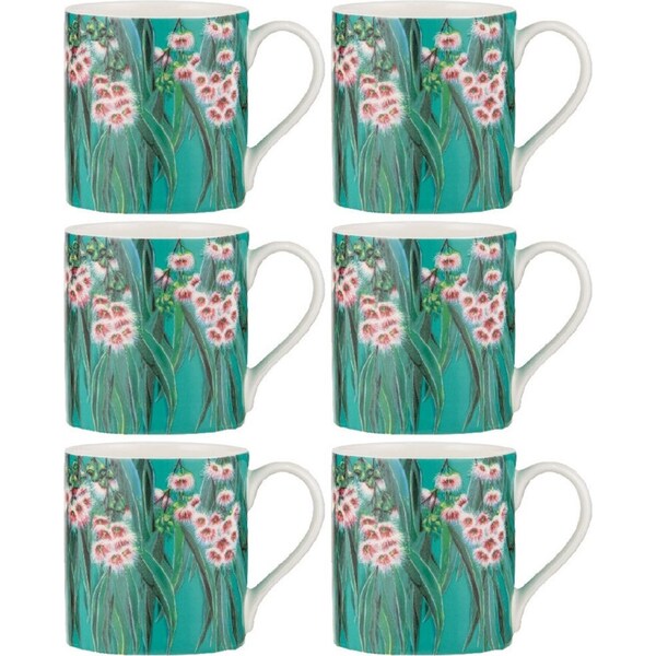 6x Ashdene Native Flora Flowering Gum Fine Bone China Drinking Cup Beverage Mug
