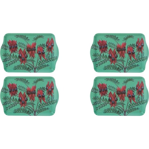 2x 2pc Ashdene Native Flora Sturt's Desert Pea Serving Platter Scatter Tray