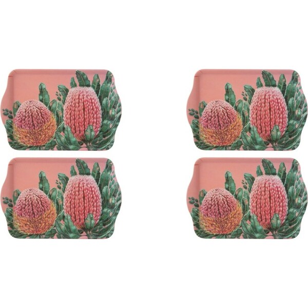 2x 2pc Ashdene Native Flora Banksia Matte Melamine Serving Platter Scatter Tray