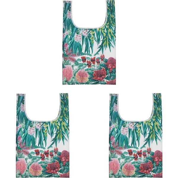 3x Ashdene Native Flora Multi RPET Reusable Tote Grocery Shopping Storage Bag