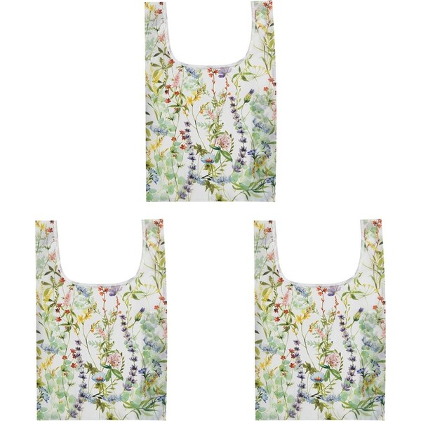 3x Ashdene Wildflowers RPET Reusable Tote Grocery Shopping Storage Shoulder Bag
