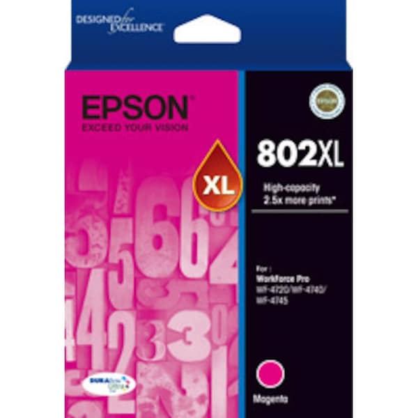 Epson 802XL Magenta Ink DURABrite - WF-4720, WF-4740; WF-4745