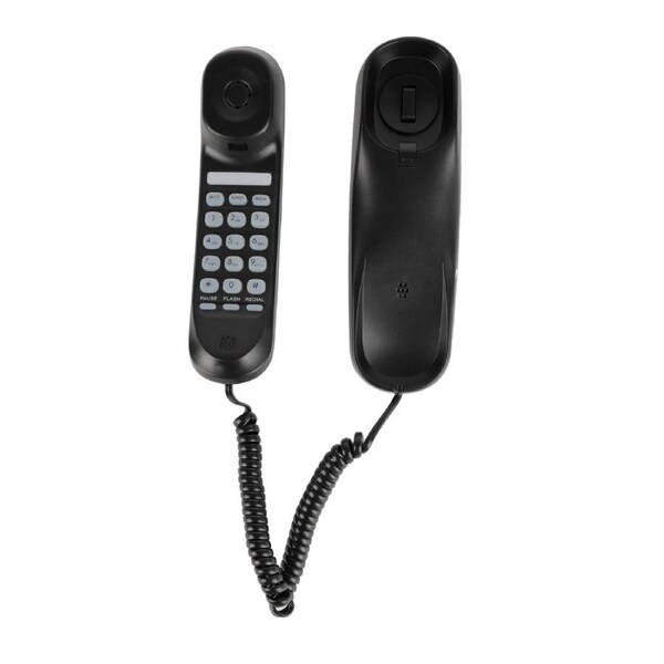 Dolphy Wall Mountable Landline Telephone - Black Hotel Room Phone, Space-Saving & Modern Design for Guest Rooms, Offices & Commercial Use