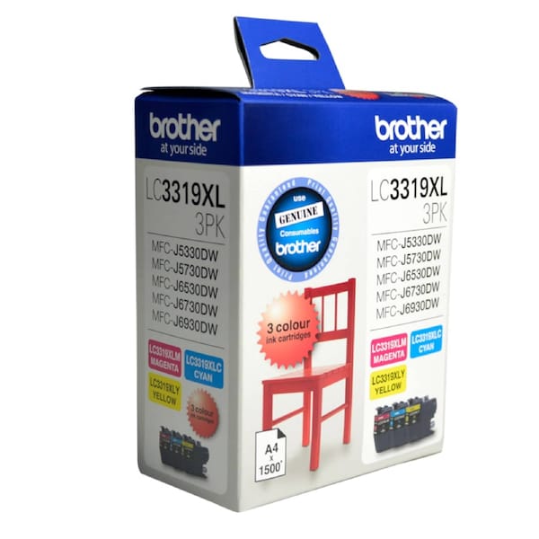 Brother LC3319XL COLOUR VALUE PACK 1XCYAN 1X MAGENTA 1X YELLOW