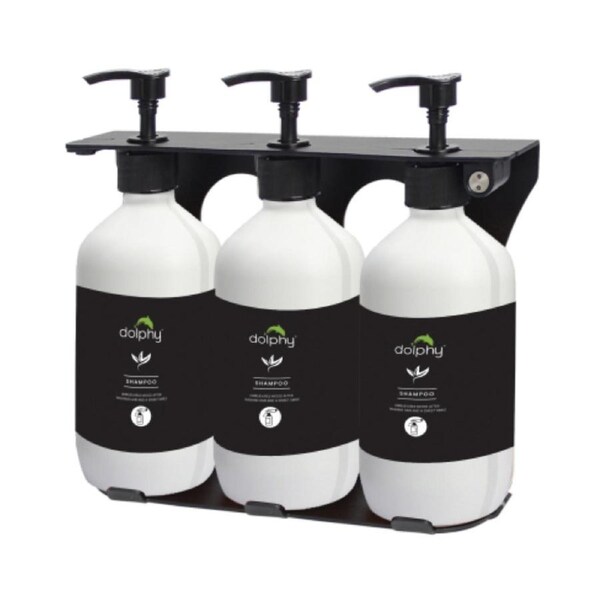 Dolphy 500ml Manual Soap Dispenser (Pack of 3) - White ABS & Steel Wall Mount, Refillable Liquid Dispensers for Bathroom, Kitchen & Commercial Use