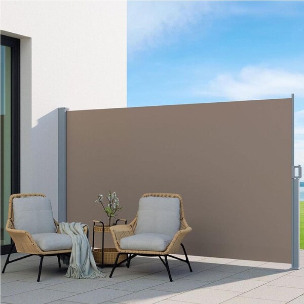 1.8X3M Instahut Side Awning Sun Shade Outdoor Blinds Retractable Screen Brown