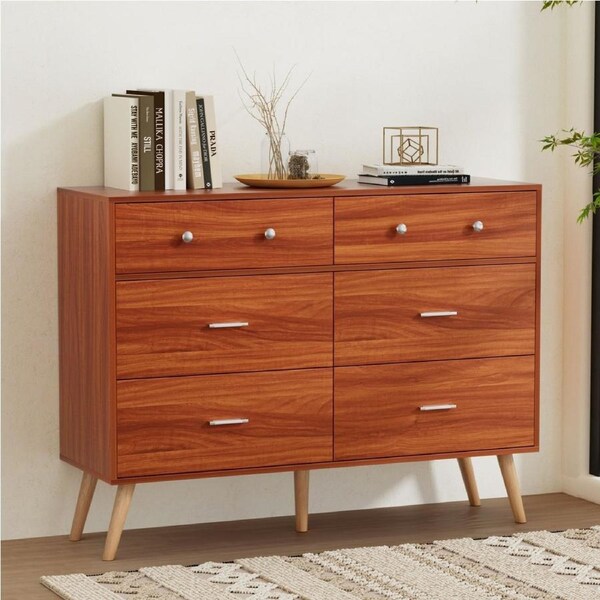 6 Artiss Chest of Drawers Storage Cabinet Walnut