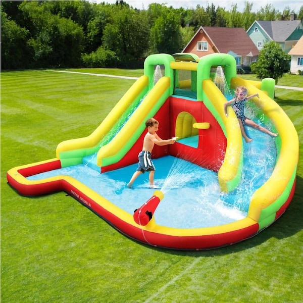 575X445CM Doctor Dolphin Kids Inflatable Pool Water Slide Park Jumping Castle