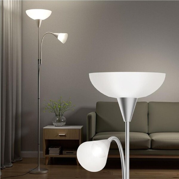180cm Artiss Floor Lamp Mother and Child Modern Home Living Room Office Reading Silver
