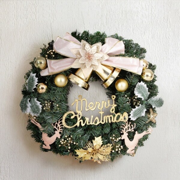 60CM Christmas Wreath Garland Jingle Jollys Flowers Baubles Party Decorations