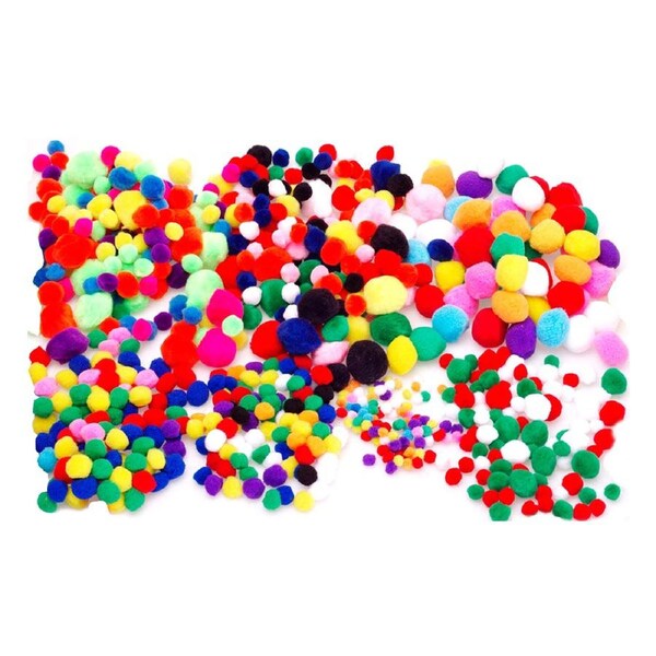 6x 100pc Jasart Pom Poms Soft Ornament School Art/Craft DIY Project Assorted