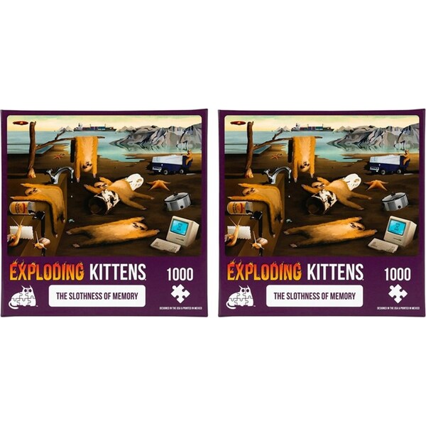 2x 1000pc Exploding Kittens Slothness of Memory Jigsaw Puzzle Tabletop 49x68cm