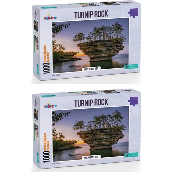 2x 1000pc Funbox Turnip Rock Michigan USA Jigsaw Puzzle Tabletop Play 72x52cm